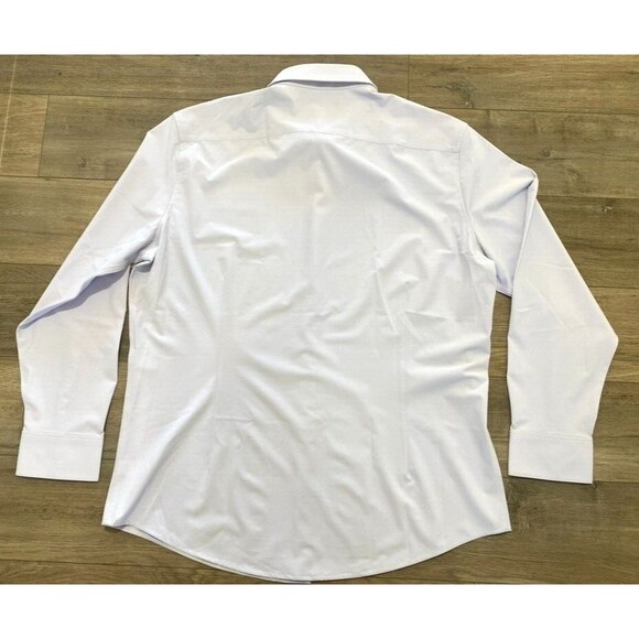 Mizzen + Main Leeward Mens XXL Trim Stretch Long Sleeve Micro Check Lilac Shirt - Picture 5 of 9
